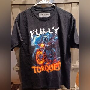 Full Throttle Motorcycle Biker Mens Large Tee Teen Heart